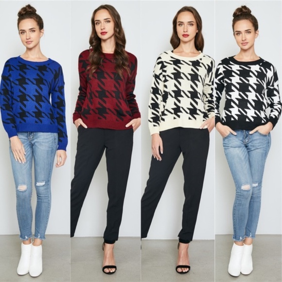 Burgundy/black houndstooth sweater - Picture 3 of 3